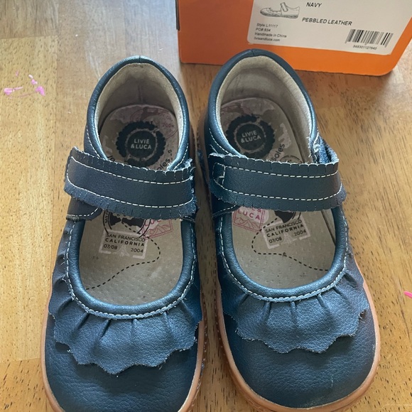 Livie & Luca Navy Blue Dress Shoes for Kids - Picture 1 of 4